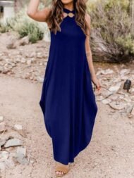 Women's Dresses Casual Halterneck Off-Shoulder Pocket Dress - Image 7
