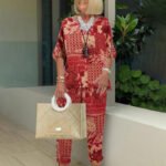 Ethnic Printed Loose Crew Neck Vacation Two-piece Set