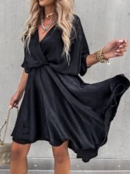 Women's Dresses Loose V-Neck Short Sleeve Mini Dress - Image 7